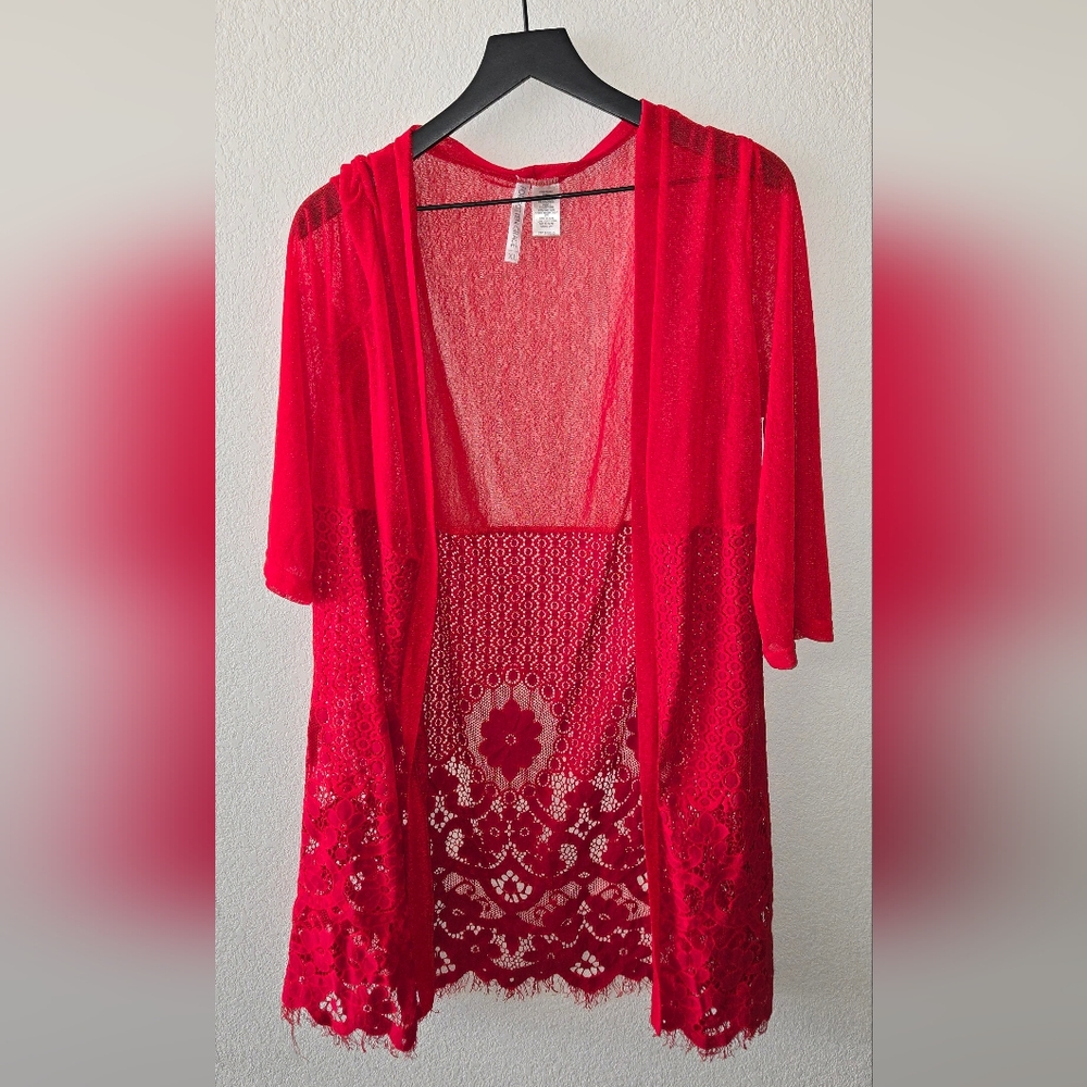 Fallen Grace Elegant Red Lace Robe